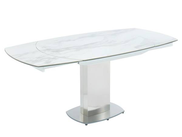 Essgruppe TALICIA Weiß - Keramik - Glas - Massivholz - 180 x 75 x 90 cm