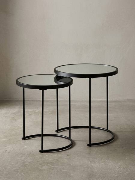 Satztisch AMARES 2er-Set Spiegelglas - 50 x 50 x 50 cm