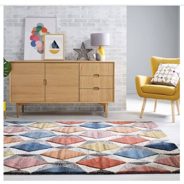 Tapis de salon RAYA Laine - Multicolore - 200 x 290 cm