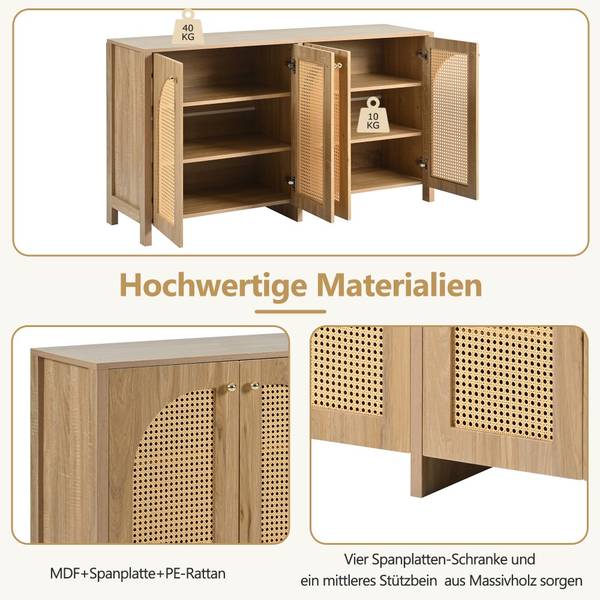 Sideboard DIAN AID02 Braun - Holzwerkstoff - Massivholz - 40 x 80 x 145 cm