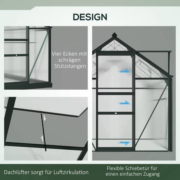 Gewächshaus 845-057GY 132 x 190 cm