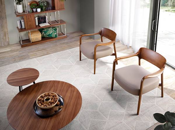 Sessel 5082 Grau - Polyester - Kunstleder - Walnuss - Silikon - 70 x 72 x 62 cm