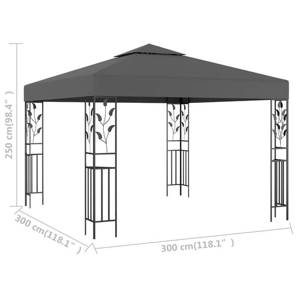 Prieel 3001570 grijs - polyester - staal - 300 x 250 x 300 cm