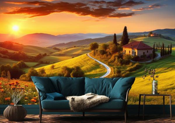 Fototapete LANDSCHAFT Blumen Wiese 3D 520 x 318 x 318 cm