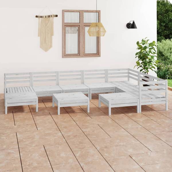 Garten-Lounge-Set 3010555 (10-teilig) Weiß - Kiefer - 64 x 29 x 64 cm