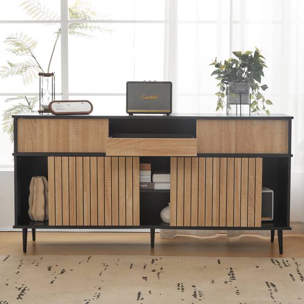 Sideboard EveNatur Ⅲ Schwarz - Stahl - 160 x 80 x 40 cm