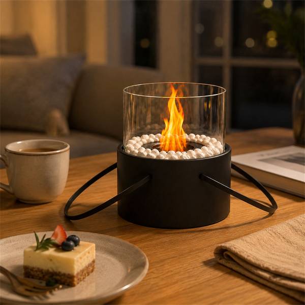 Tischkamin|Tischfeuer|Ethanolkamin Nypon Schwarz - Metall - 16 x 17 x 16 cm