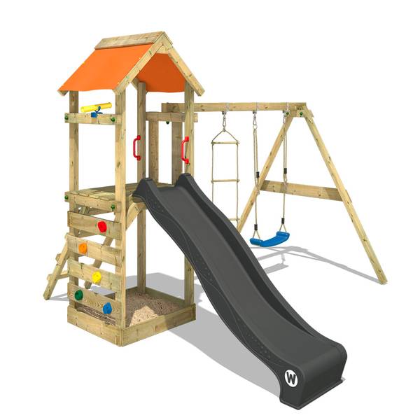 WICKEY Spielturm FreeFlyer Anthrazit - Orange