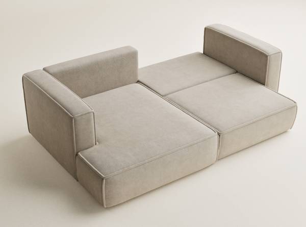 Ecksofa Velto Beige - Armlehne davorstehend rechts - Ecke davorstehend links - Longchair davorstehend links
