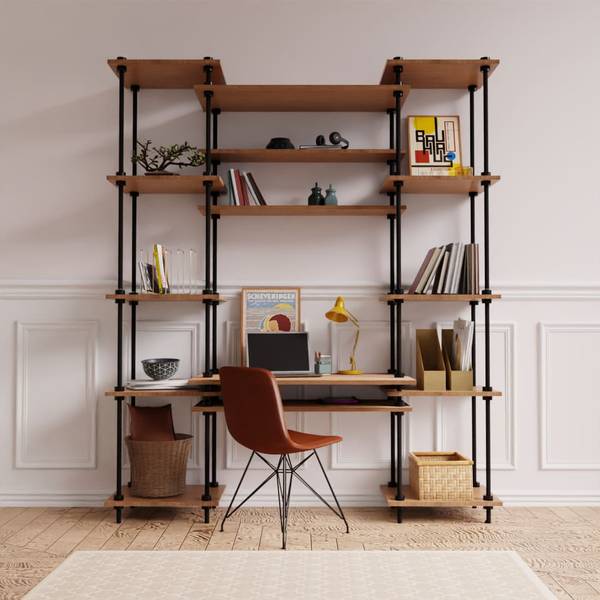 Schreibtisch  64745 Braun - Metall - 151 x 185 x 53 cm