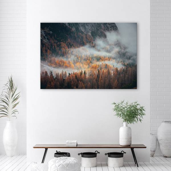 Tableau déco forêt dans la brume paysage 60 x 40 cm