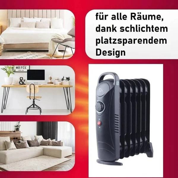 Ölradiator Heizung 450W TCG-626 1-tlg Schwarz - Metall - 13 x 43 x 42 cm