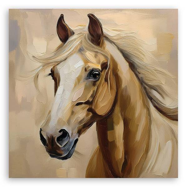 Tableau déco animaux cheval peint 50 x 50 cm