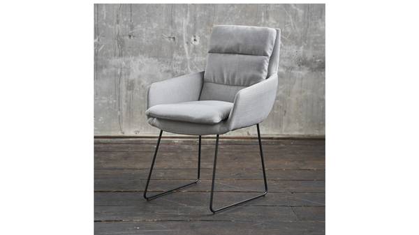 Chaise VINCE Microfibre pied traîneau Gris - Coton - 60 x 92 x 58 cm