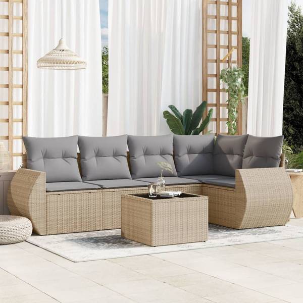 Salon de jardin 3035507-2 (lot de 6) Beige - Gris - Gris lumineux