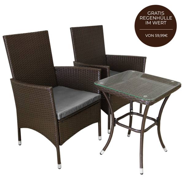 Jardi  Rattan Bistro Set Braun Braun - Rattan - 61 x 92 x 59 cm