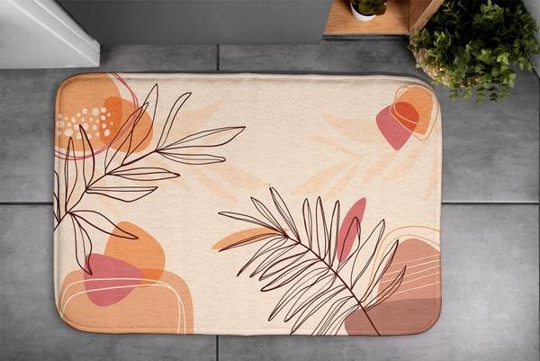 Badteppich Geometrische Blätter Orange - Polyester - 75 x 45 x 75 cm