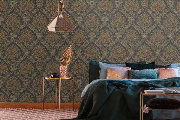 Vliestapete Klassisch mit Ornamenten Schwarz - Gold