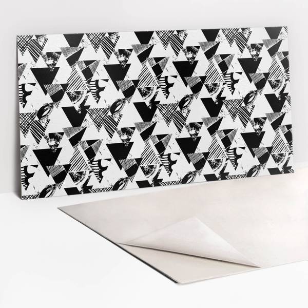 Selbstklebendes Wandpaneel Dreiecke Schwarz - Polyester PVC - 100 x 50 x 0 cm
