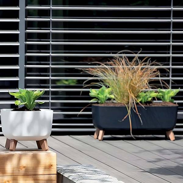 Blumentopf EDANTI 3-er set Grau - Kunststoff - 24 x 24 x 58 cm