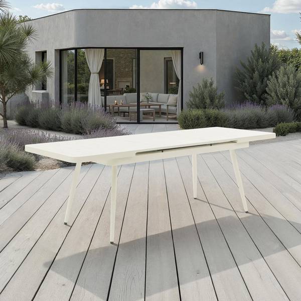 Gartentisch SUNNY Weiß - Aluminium - 180 x 79 x 90 cm