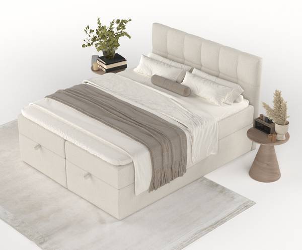Boxspringbett Shay Beige - H3 - Liegefläche Breite: 160 cm