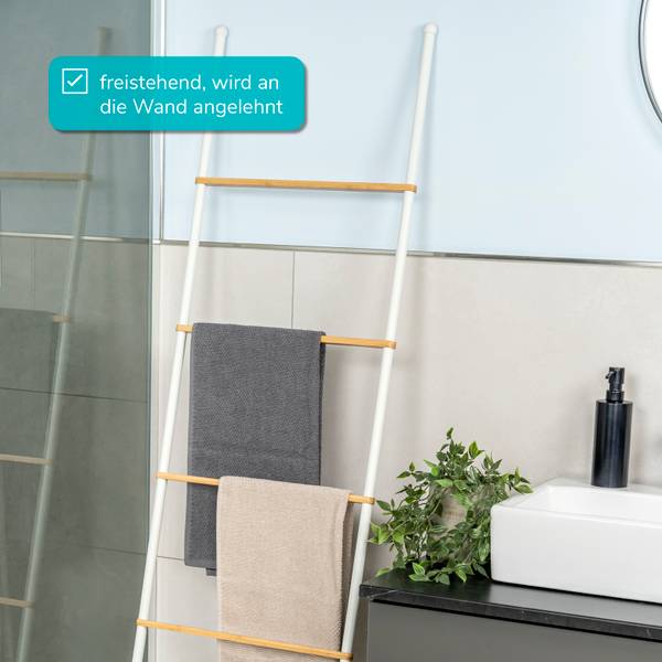 Handtuchleiter 93111 Weiß - Bambus - 45 x 165 x 3 cm