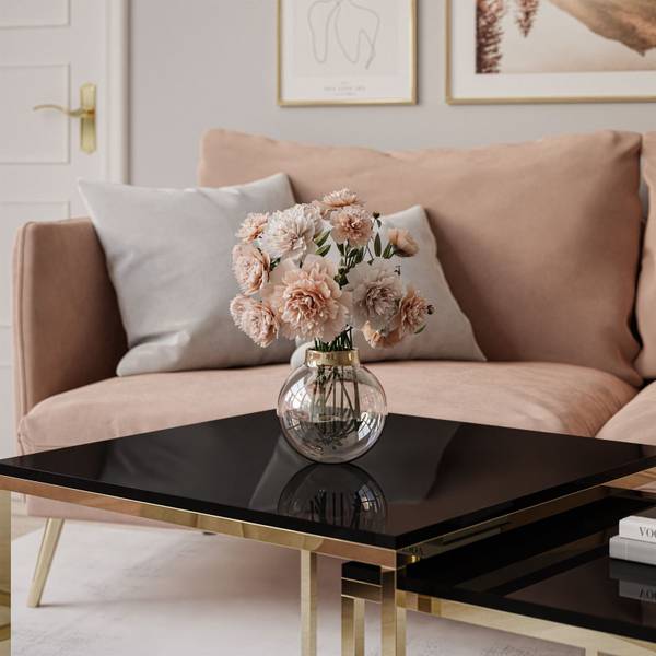 Couchtisch YOSHI 2in1 Hochglanz Schwarz - Gold