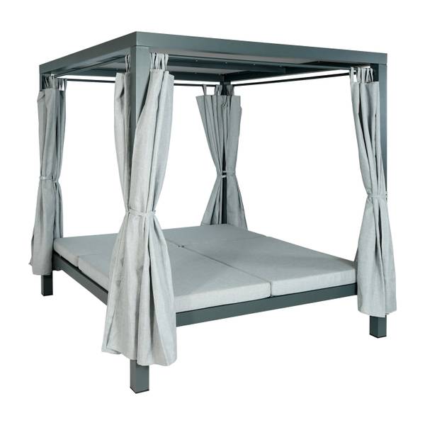 Lounge-Gartenliege J66 Grau - Metall - Textil - 205 x 208 x 190 cm