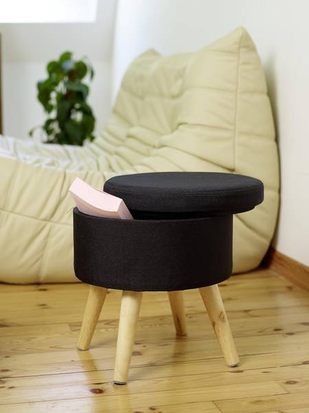 Sitzhocker MAX EW-SH-0455 Schwarz - Edelstahl - 32 x 36 x 36 cm