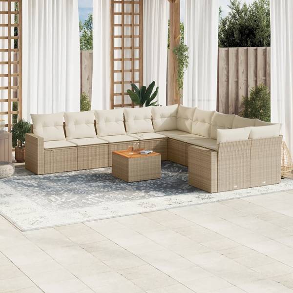 Garten-Lounge-Set 3035720-4 (11-teilig) Beige - Creme - Weiß