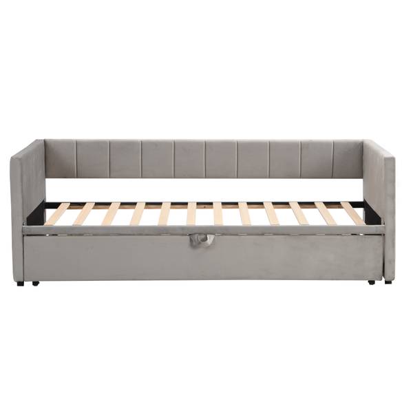 Schlafsofa Lina Grau - Samt - 183 x 74 x 213 cm