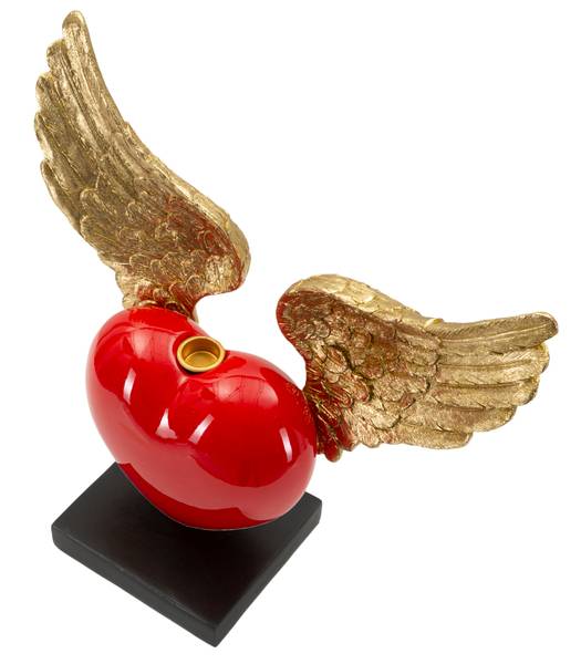 Kerzenhalter Herz Cuore Volante Gold - Rot - Kunststoff - 37 x 31 x 14 cm