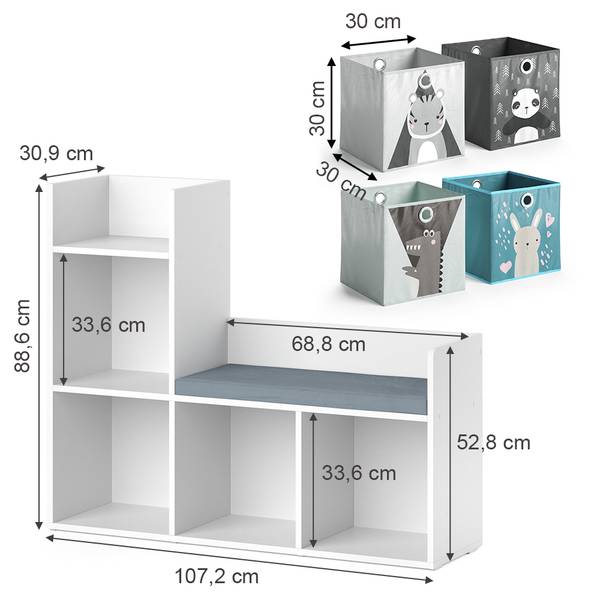 Kindersitzbank Luigi 36234 Weiß - Holzwerkstoff - 108 x 89 x 31 cm