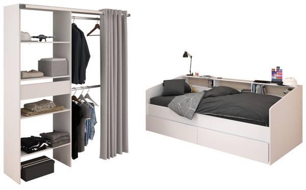 Kinderzimmer Sleep11 2-teilig Weiß - Holzwerkstoff - Metall - 203 x 182 x 113 cm