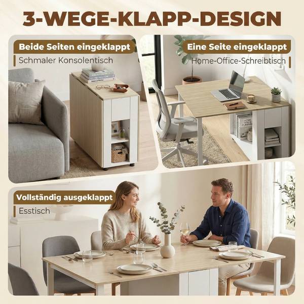 Opvouwbare eettafel 83A-501V90WT wit - plaatmateriaal op houtbasis - 85 x 73 x 169 cm