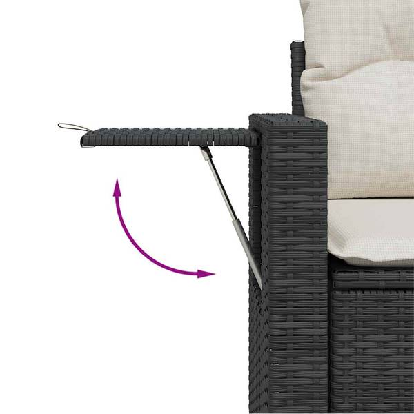 Salon de jardin 3037096-4 (lot de 7) Noir - Crème