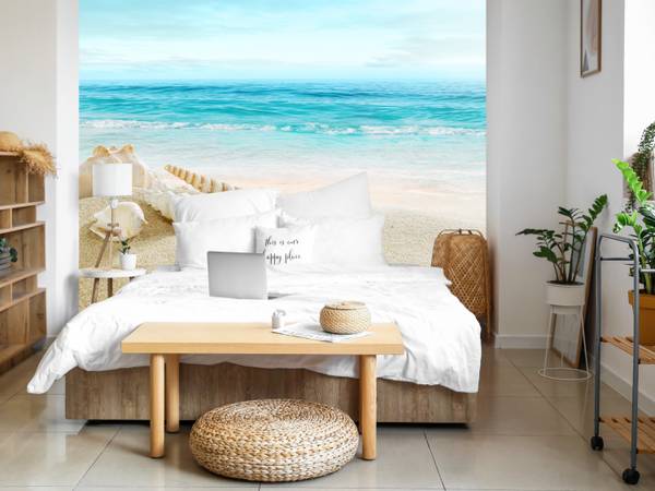 Fototapete Muscheln Strand Sand Wellen 300 x 210 x 210 cm