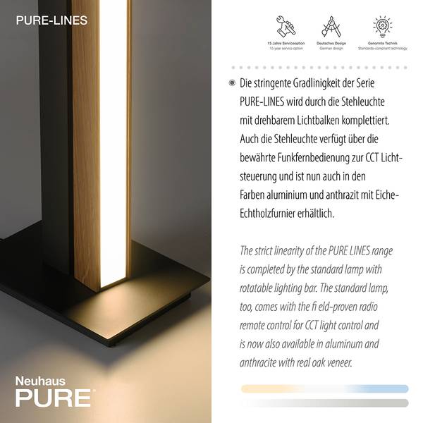 LED Stehleuchte PURE Lines Floor Braun - Metall - 16 x 156 x 22 cm