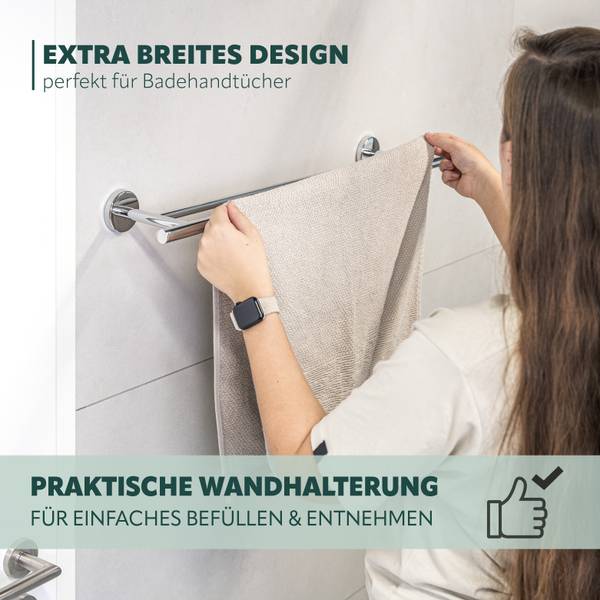 Badetuchstange Lucente inkl. Klebe Set Silber - Metall - 69 x 6 x 14 cm