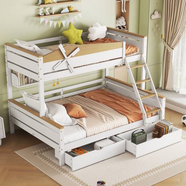 Etagenbett K-1240 Weiß - Holzwerkstoff - 145 x 161 x 205 cm