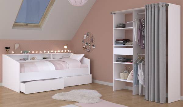 Kinderzimmer Sleep11 2-teilig Weiß - Holzwerkstoff - Metall - 203 x 182 x 113 cm
