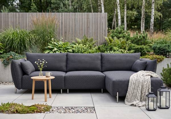 Gartenecksofa SUNMEE Dunkelgrau - Armlehne davorstehend rechts - Ecke davorstehend rechts - Ottomane davorstehend rechts