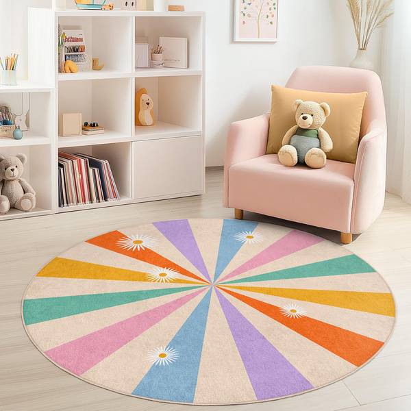 Regenbogen Teppich Rad des Glücks 120 x 120 cm
