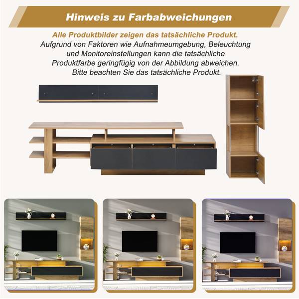 Wohnwand  Cronus Ⅰ（3-tlg） Schwarz - Braun - Holzwerkstoff - Kunststoff - 40 x 100 x 180 cm