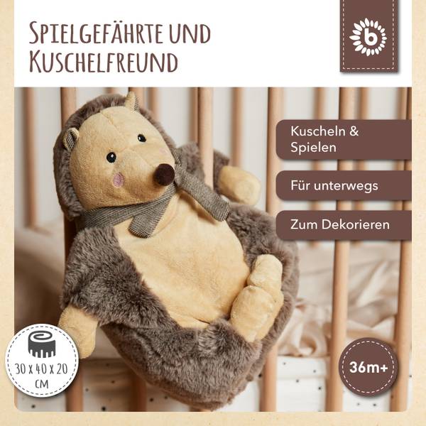 Plüsch Kuscheltier Igel mit Magneten Braun - Textil - 40 x 20 x 30 cm