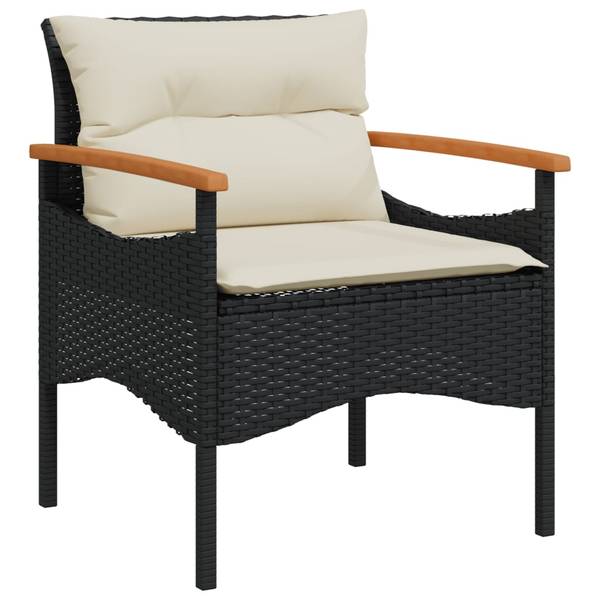 Loungeset 3034169 set van 3 zwart - acacia - staal - 40 x 37 x 40 cm