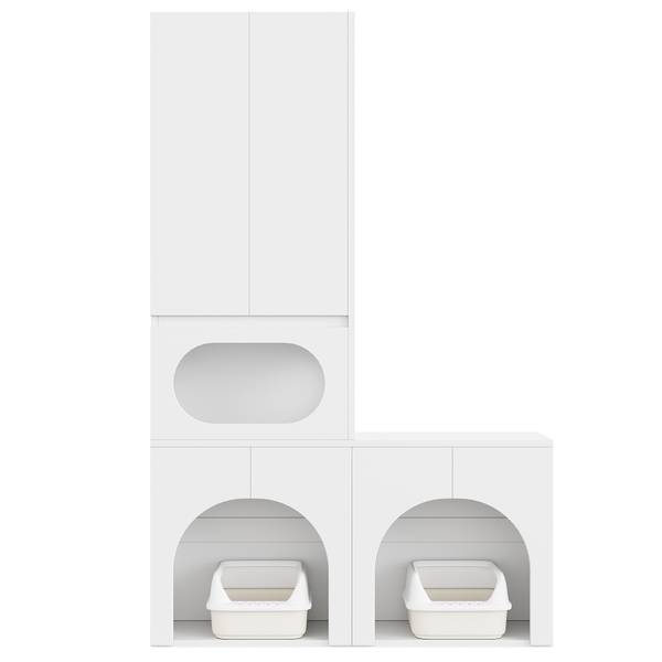 Dierenkast LucyZoo Ⅳ wit - plaatmateriaal op houtbasis - 45 x 195 x 140 cm