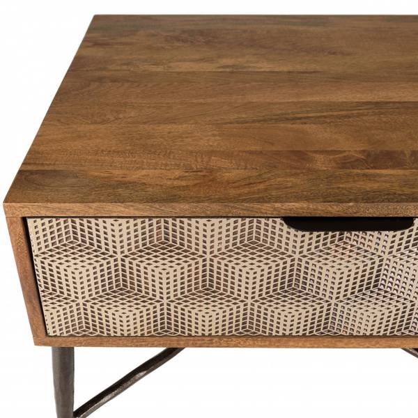 Couchtisch ALIX Braun - Holz teilmassiv - 60 x 42 x 123 cm