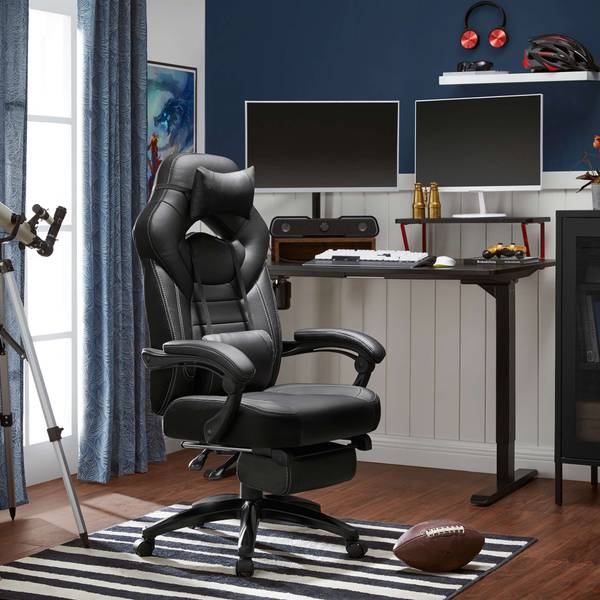 Gaming Stuhl Schreibtischstuhl Baidoa Schwarz - Kunstleder - 64 x 128 x 70 cm
